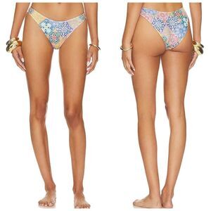 Gonza Revolve Swim Bikini Bottoms S Cheeky Boho Beach Pool Party Floral Blue